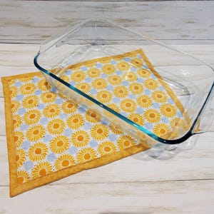 Large Reversable Hot Pad, 16&quot; x 12&quot; Quilted Casserole Pad, Baking Dish Trivet, Kitchen Accessories, Hot Pad, Sunflower Trivet, Baking Pad