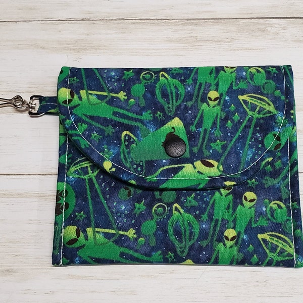 Snap Storage Pouch With Swivel Hook And Snap, Alien Fabric, Carrying Case For Bags, Fabric Snap Bag, Small Snap Pouch, Coin Pouch