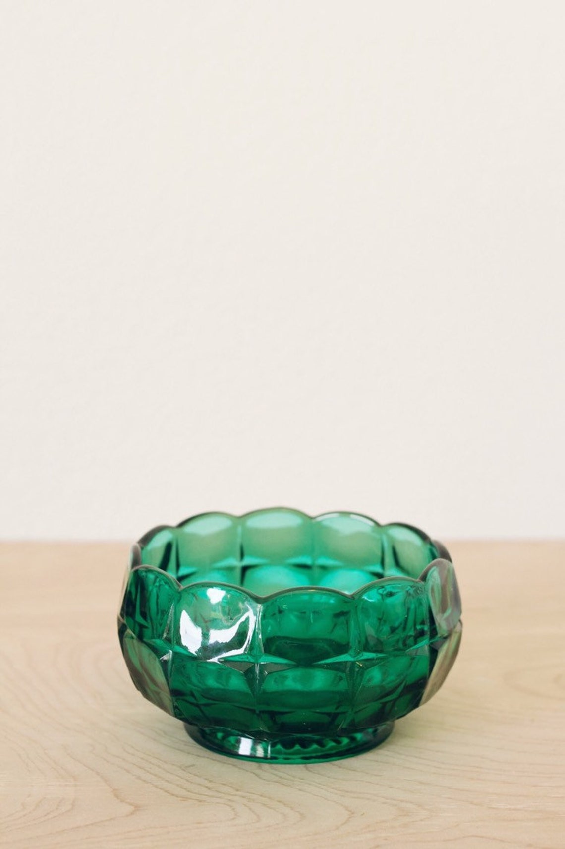 Vintage Turquoise Glass Decorative Bowl with Scalloped Edge Etsy