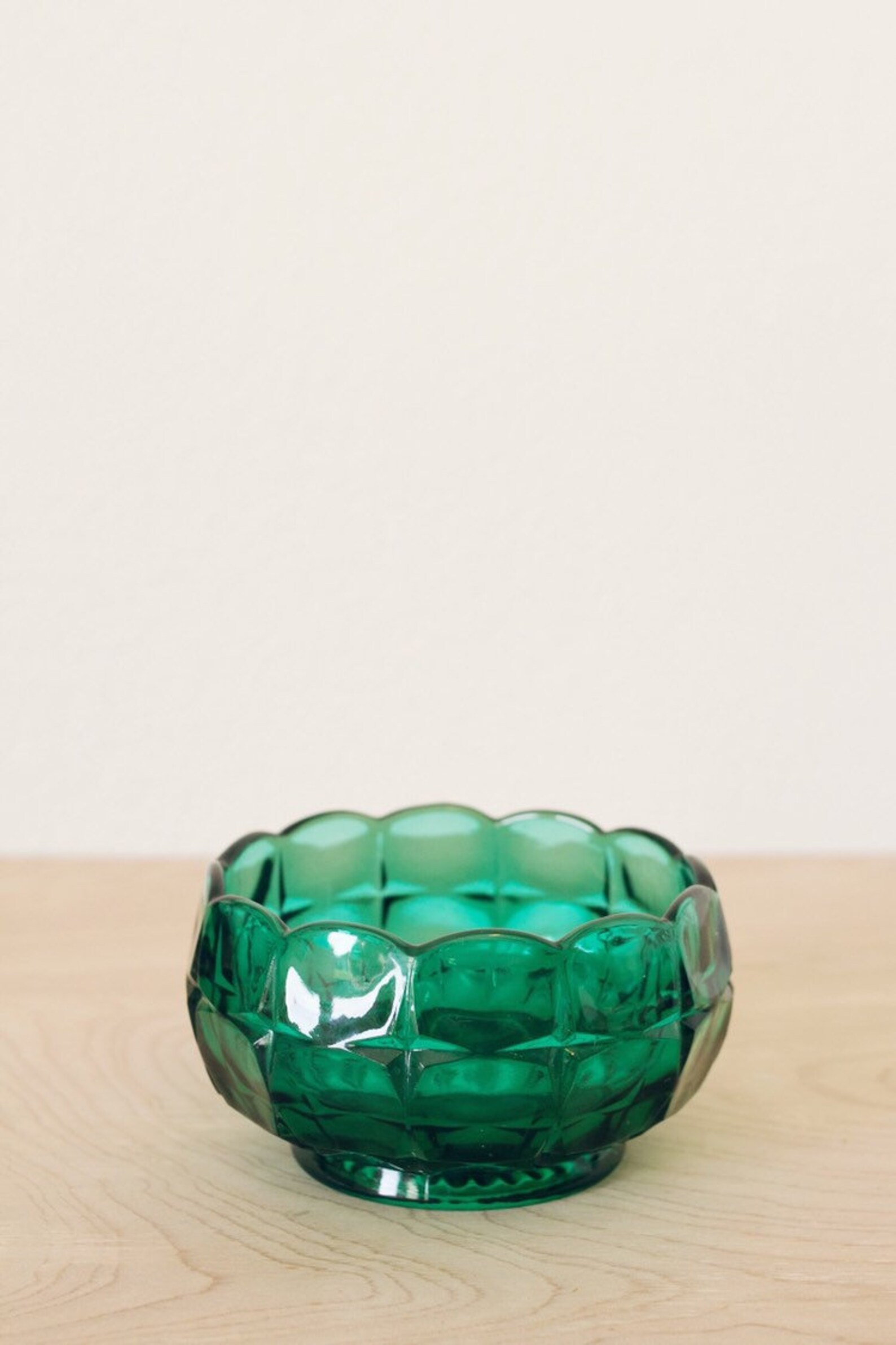 Vintage Turquoise Glass Decorative Bowl with Scalloped Edge Etsy