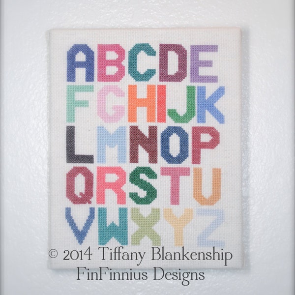 Alphabet Block Letters LARGE Counted Cross Stitch PDF - Instant Download