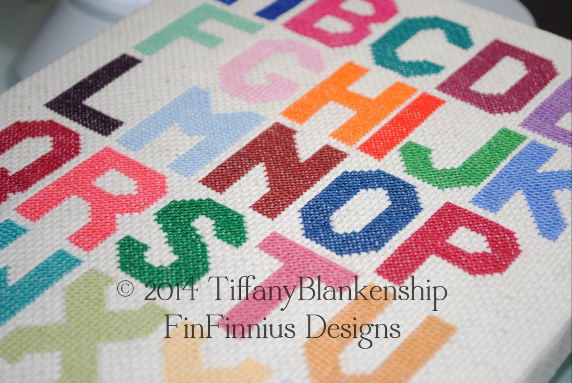 Alphabet Block Letters LARGE Counted Cross Stitch PDF Instant Download