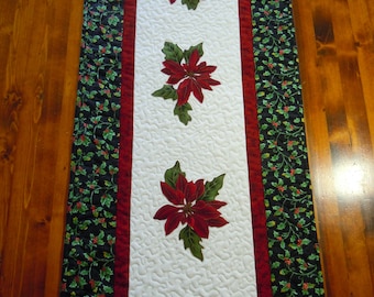 Quilted Poinsettia Table Runner