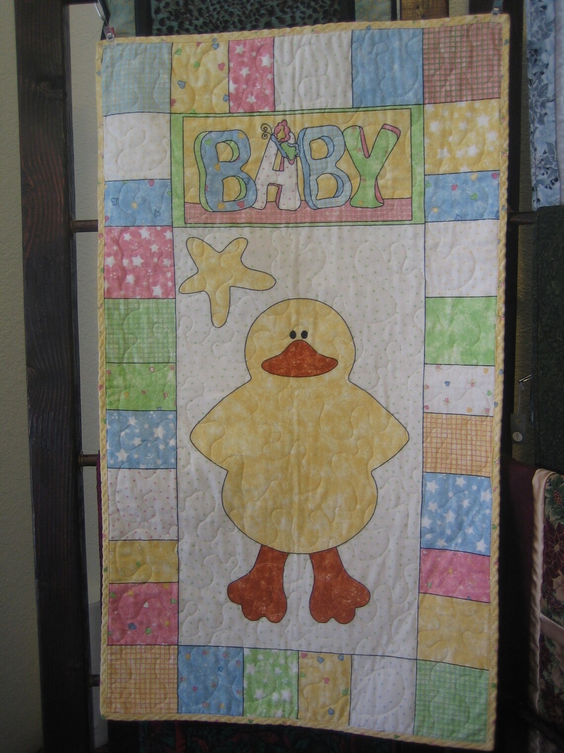 Baby Wall Quilt/baby Duck Quilt/nursery Wall Hanging/pastel Etsy