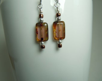 Rectangular Amethyst Earrings/Earrings/Drop Earrings/