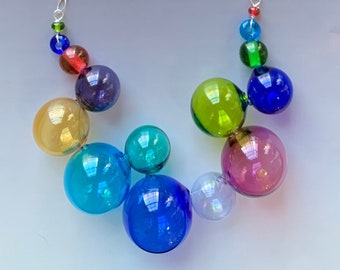 Bubble necklace (medium): handmade glass lampwork beads with sterling silver components