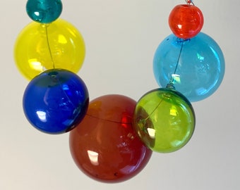 Collar de burbujas súper brillante (pequeño): cuentas de lámpara de vidrio hechas a mano con componentes de plata de ley