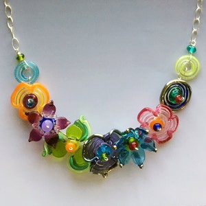 Secret Garden Necklace (medium): Handmade lampwork glass beads. Made to order. Please allow some time for me to make it.