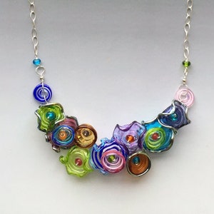 Octopus&#39; Garden Necklace in Multi-Color: Handmade lampwork glass beads. Made to order. Please allow some time for me to make it.