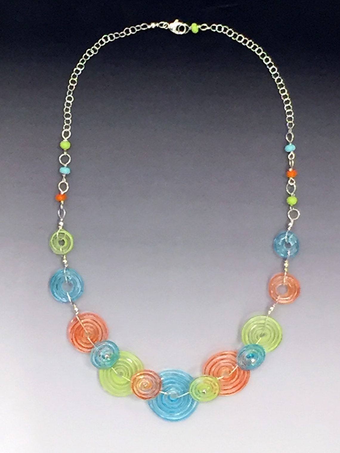 Peppermint Necklace Multiple Colors Shown Handmade Glass Etsy