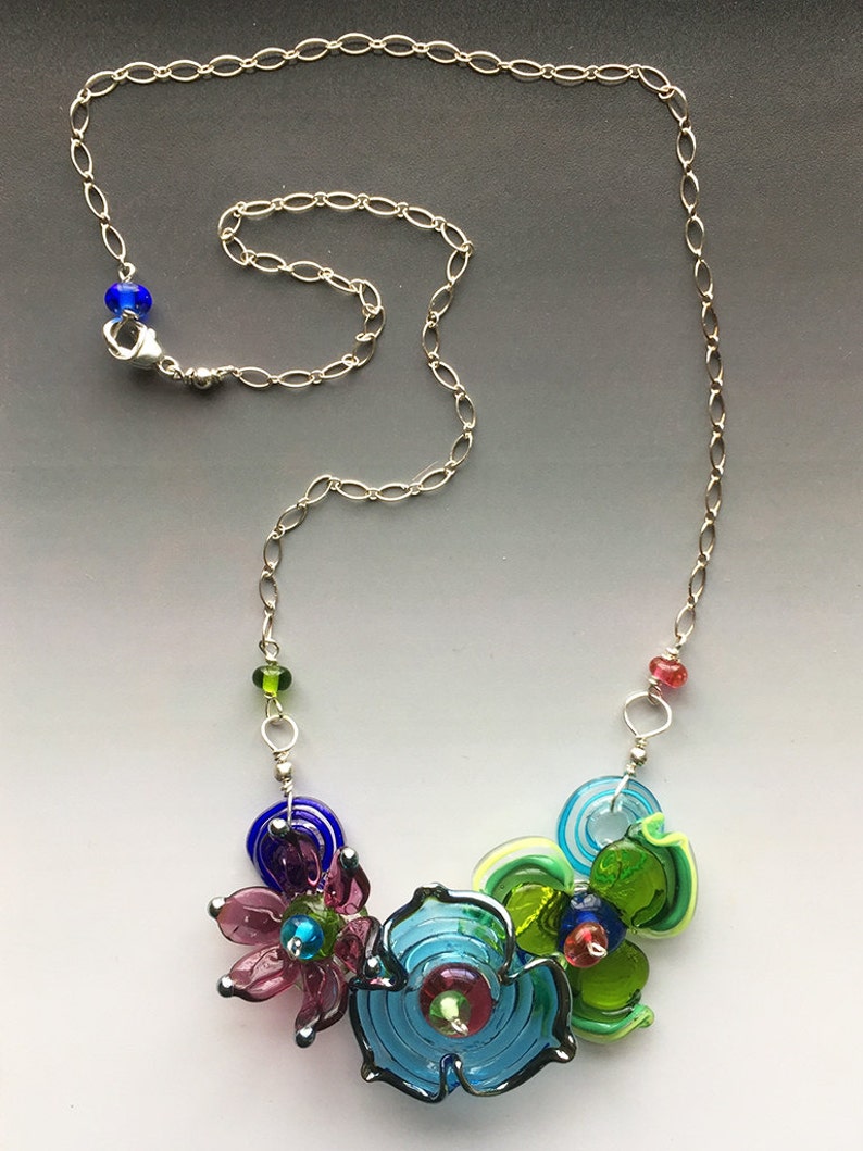 Secret Garden Small Necklace: handmade glass lampwork beads | Etsy