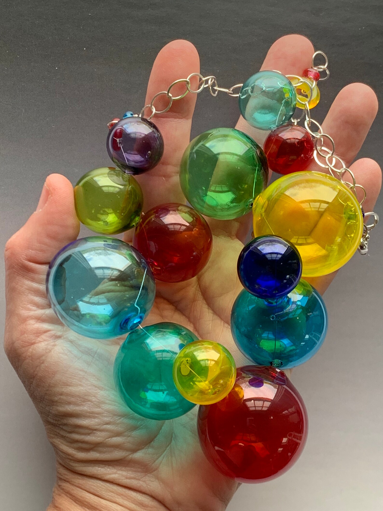 Bubble Necklace in Bright Colors large Handmade Glass Etsy