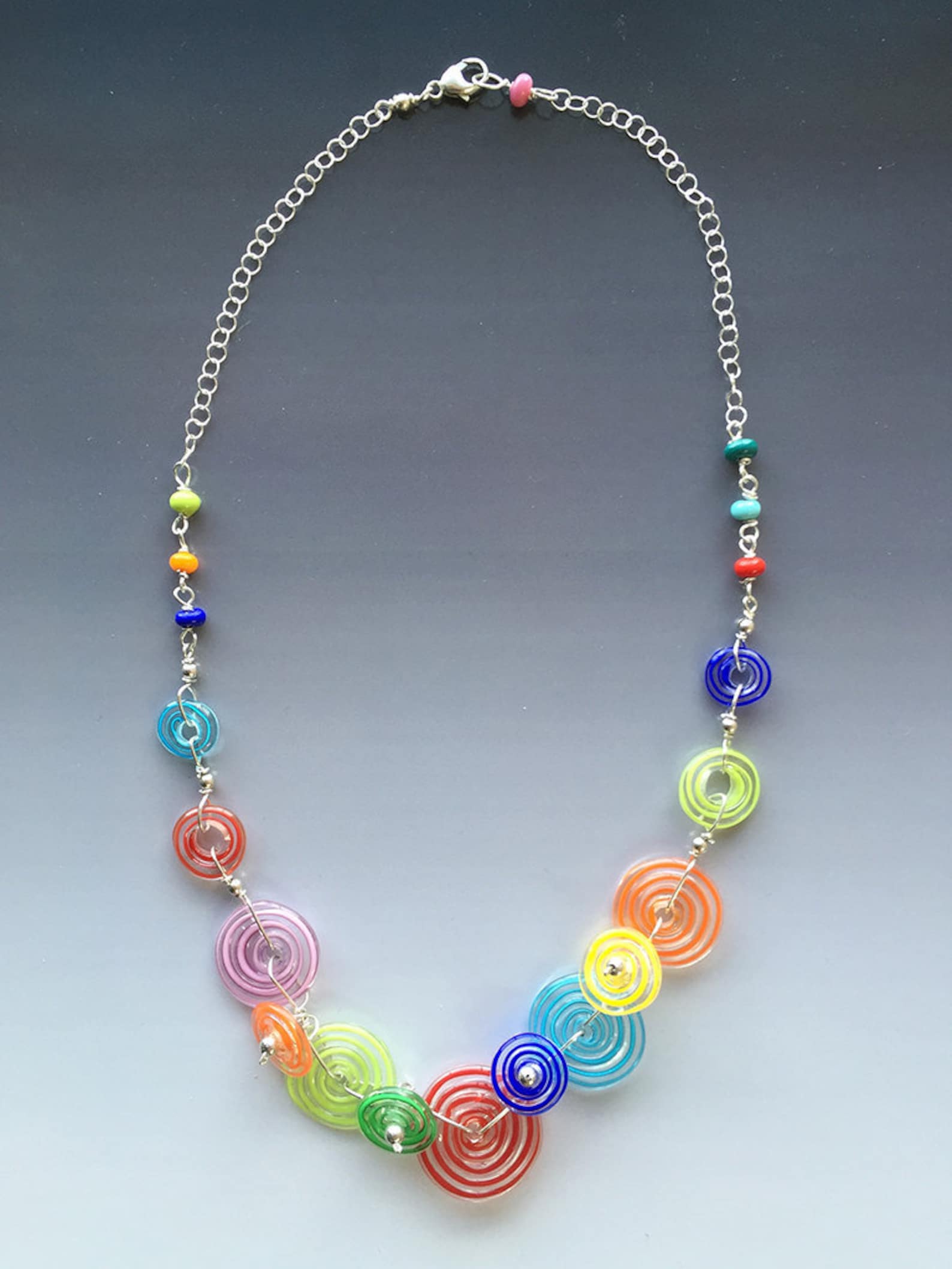 Peppermint Necklace in Multicolor Handmade Glass Lampwork Etsy