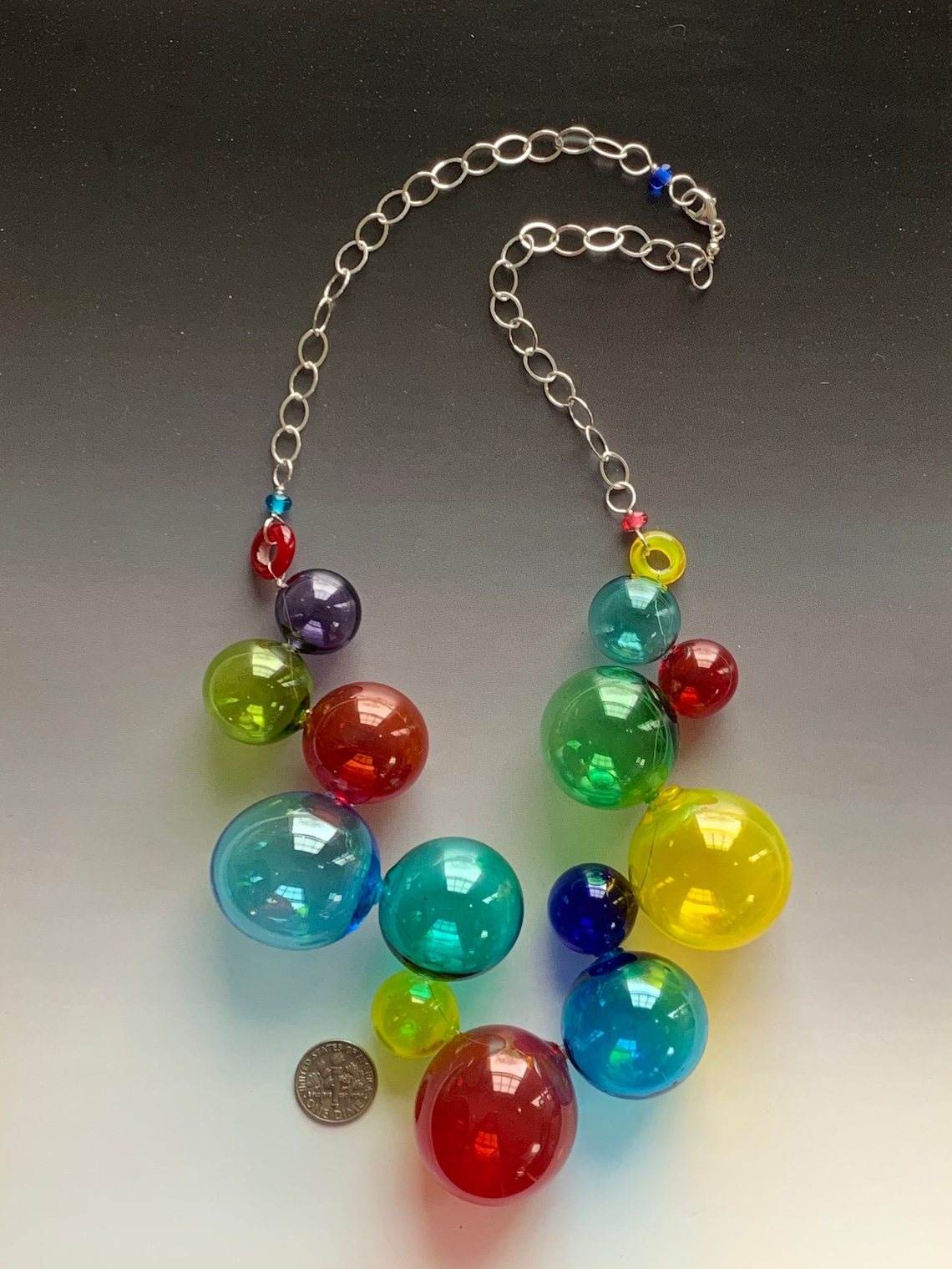 Bubble Necklace in Bright Colors large Handmade Glass Etsy