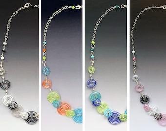 Peppermint Necklace: multiple colors shown - handmade glass lampwork beads with sterling silver components