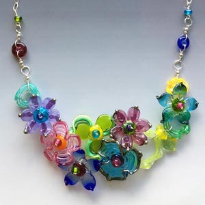Secret Garden Necklace (medium): Handmade lampwork glass beads. Made to order. Please allow some time for me to make it.