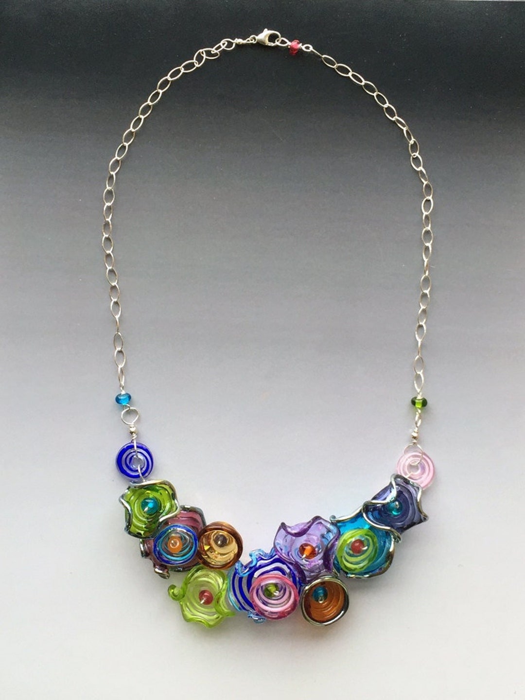 Octopus' Garden Necklace in Multi-color: Handmade Lampwork Glass Beads ...