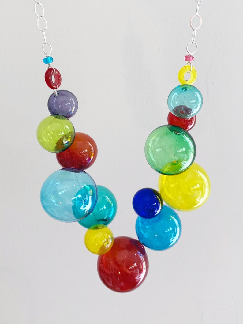 Bubble Necklace in Bright Colors large Handmade Glass Etsy