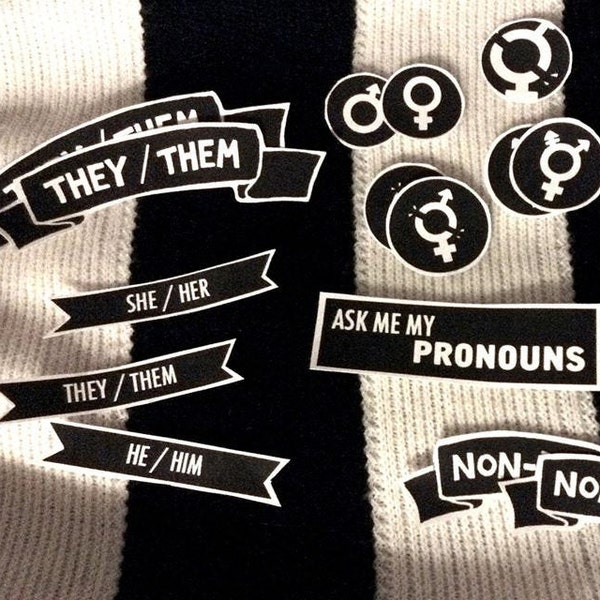 Trans and Non-Binary Pronoun Stickers!