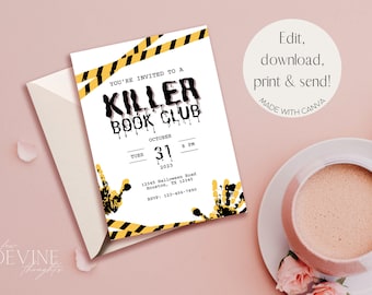 Killer Book Club Invitation Template | Editable Book Club Invite | October Book Club Invite | Edit With Canva