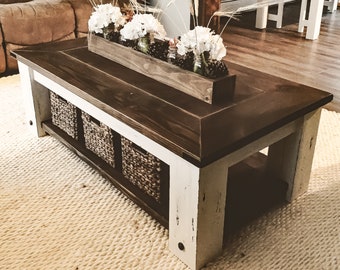 DIY Farmhouse Coffee Table Plans | Woodworking Plans, DIY furniture, DIY Plans, Living Room Furniture, Farmhouse Furniture, Rustic