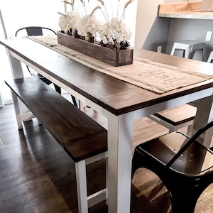 ベンチ付き DIY ダイニング テーブル プラン | 木工プラン、DIY 家具、DIY プラン、ダイニング ルーム家具、農家風家具、素朴な