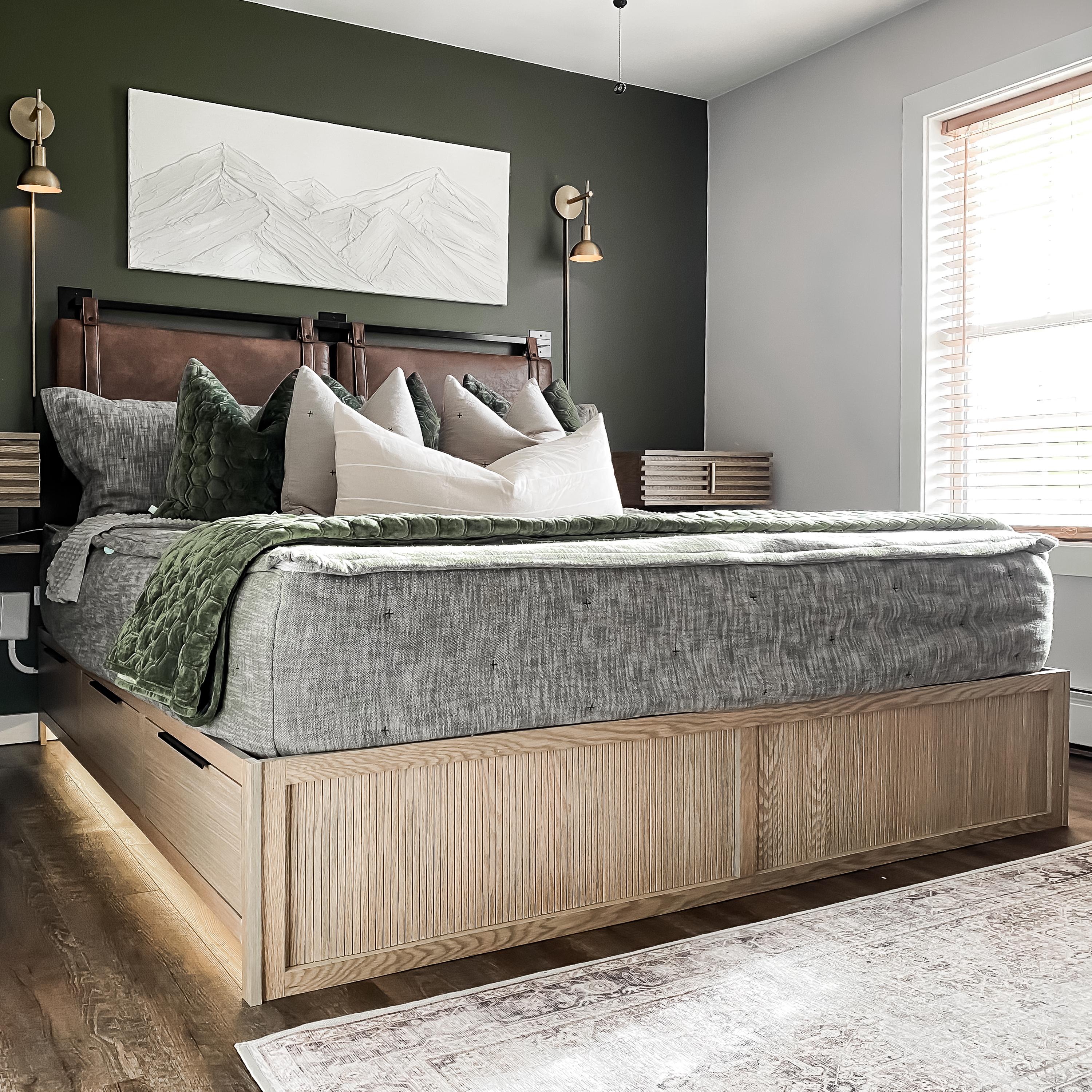 DIY 6-Drawer Storage Bed Frame Plans | Platform Bed, Small Room Storage Plans, White Oak, Bed Frame with Drawer's, Clothes Storage, Modern