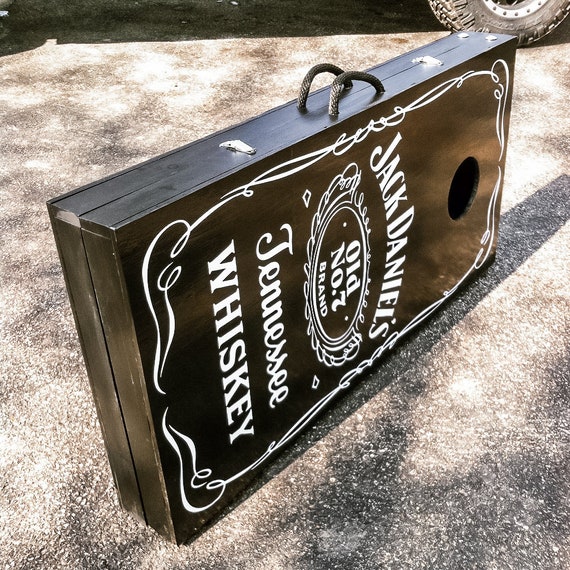 Now taking Christmas PreOrders! Free Shipping Custom Built Hand Painted Jack Daniels Tennessee Whiskey Cornhole Boards with Bags Included