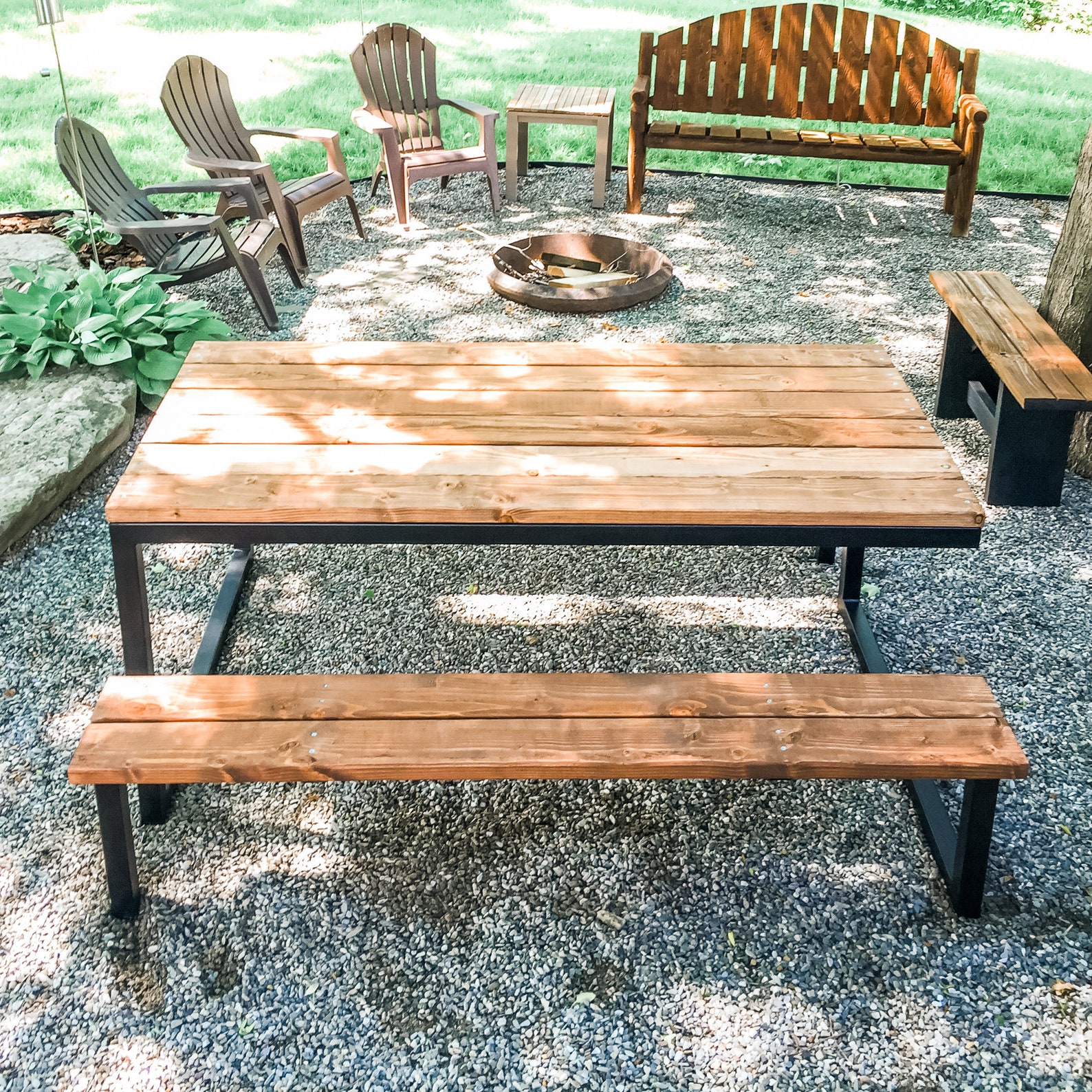 DIY Modern Industrial Picnic Table Plans 6ft Steel and Wood - Etsy