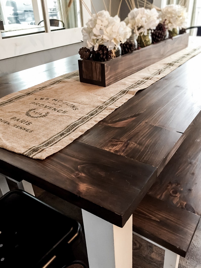 DIY Farmhouse Table Plans with Benches Woodworking Plans Etsy