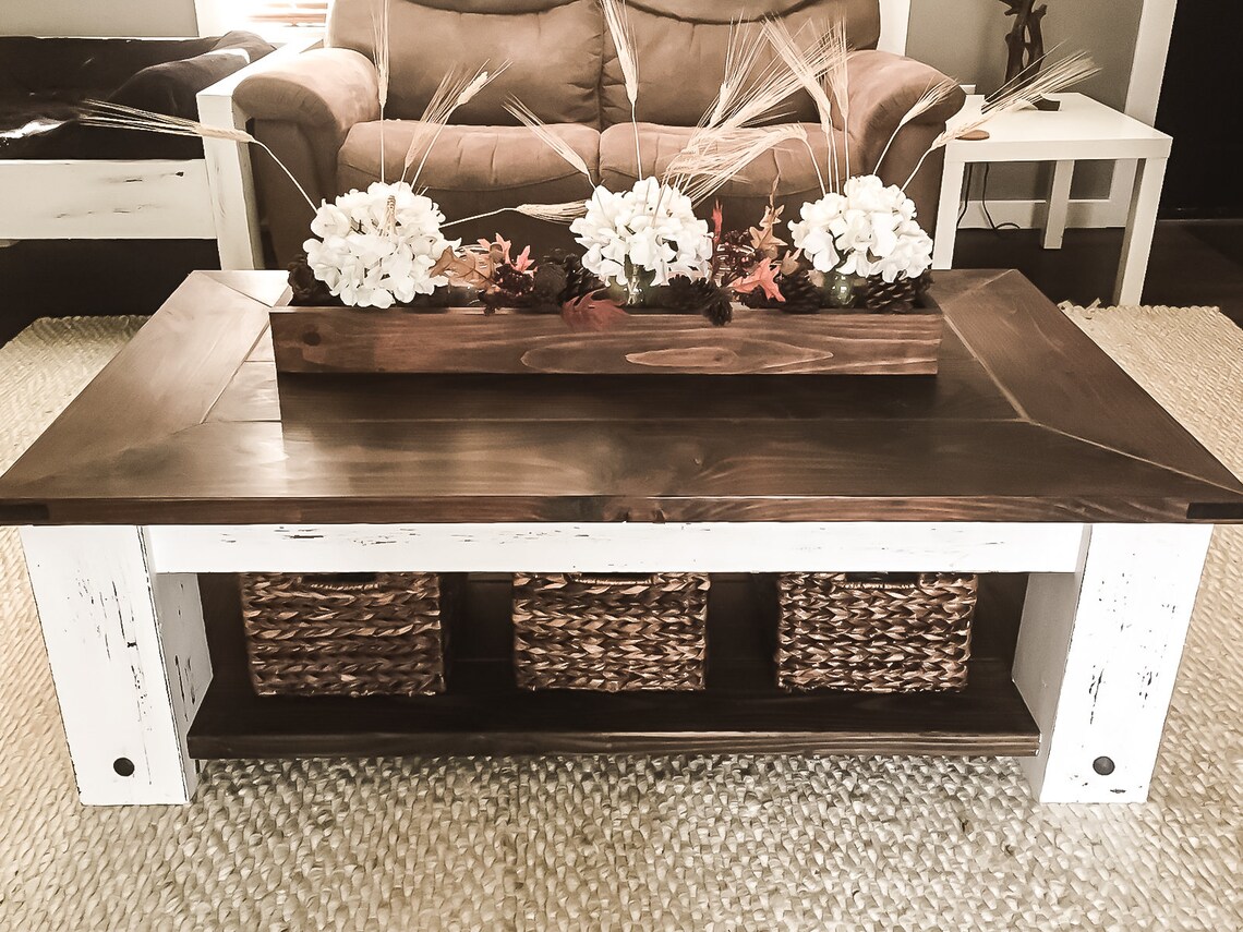 DIY Farmhouse Coffee Table Plans Woodworking Plans DIY Etsy