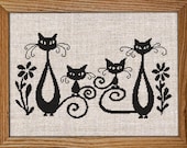 Get 30 off when you buy two or more Cross Stitch Pattern PDF Chart Instant Download Love Cats HAPPY FAMILY Cat Family Gift