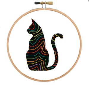 Modern Cross Stitch Pattern / PDF Chart Instant Download / CAT / Cat Silhouette Cross Stitch Pattern / Cat Silhouette