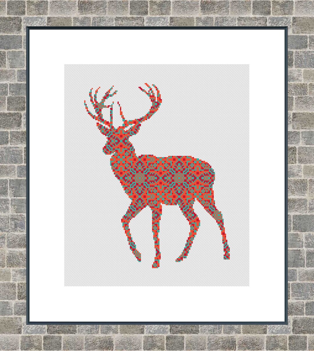 Modern Cross Stitch Pattern / PDF Chart Instant Download / Deer ...