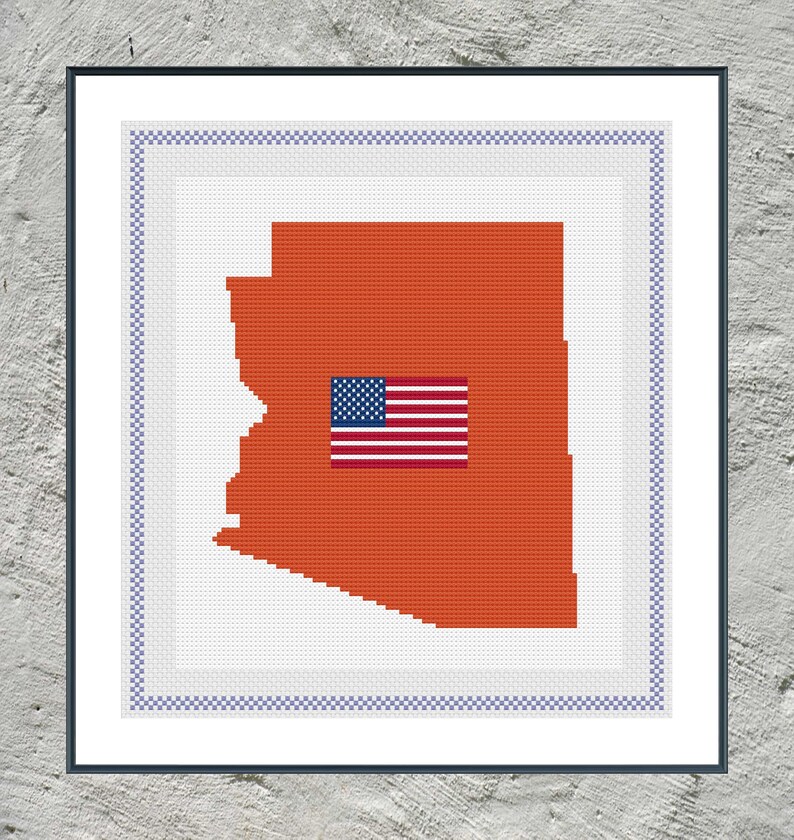 PDF Map of Arizona / Cross Stitch Pattern / Modern Cross - Etsy