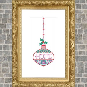 Christmas Cross Stitch Pattern / Christmas Ornament Cross Stitch / Christmas Home Decor /  Cross Stitch Patterns / Holiday ORNAMENT / Hope