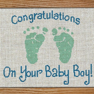 Kruissteekpatroon / pdf-tabel direct downloaden / gefeliciteerd met je zoontje / cadeau pasgeboren baby