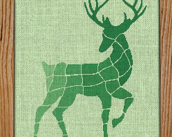 Christmas Deer Silhouette / PDF Chart Instant Download / Deer Cross Stitch Pattern / Instant Download PDF / DIY Embroidery Hoop Wall Art