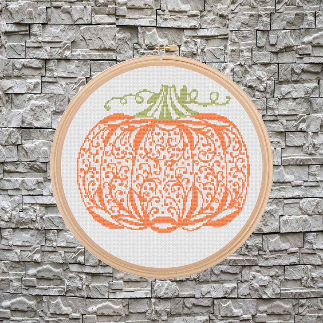 Cross Stitch Pattern / PDF Chart Instant Download / Decorative Pumpkin ...