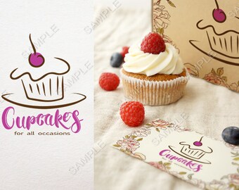 Logo De Galletas De Chispas De Chocolate Cupcake Diseno De Etsy