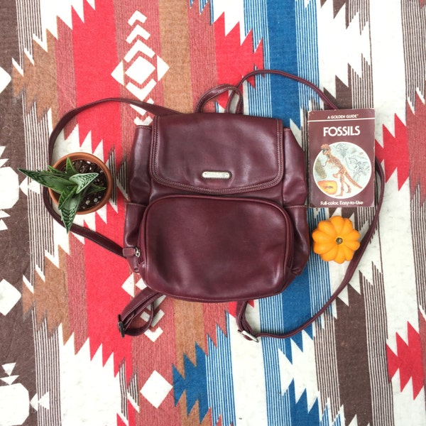 90s Purple Vegan Leather Mini Backpack Daypack with Adjustable Straps  |  Hipster Boho Festival Style