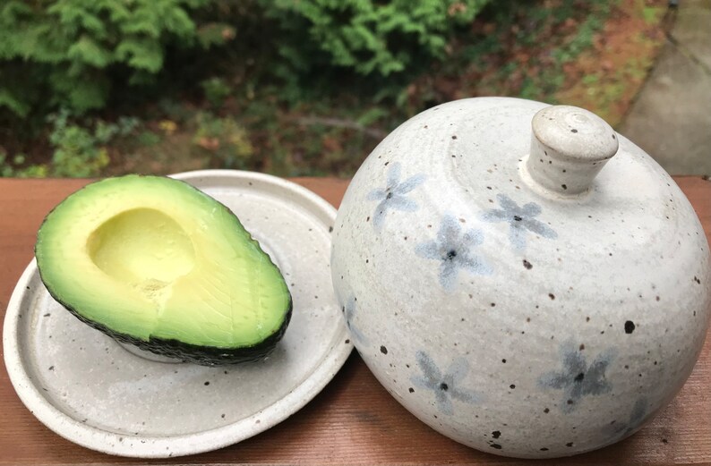 Ceramic Container with lid, Butter dish, Onion keeper, Avocado keeper, pottery container, pottery, ceramic container, pottery butter bowl image 4
