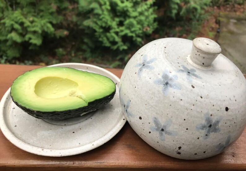 Ceramic Container with lid, Butter dish, Onion keeper, Avocado keeper, pottery container, pottery, ceramic container, pottery butter bowl image 5
