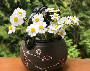 Ceramic Basket, Handmade pottery, Vase, Basket, Ceramic Vase, Handmade vase, Flower Vase, Handmade container, container, Pottery Basket