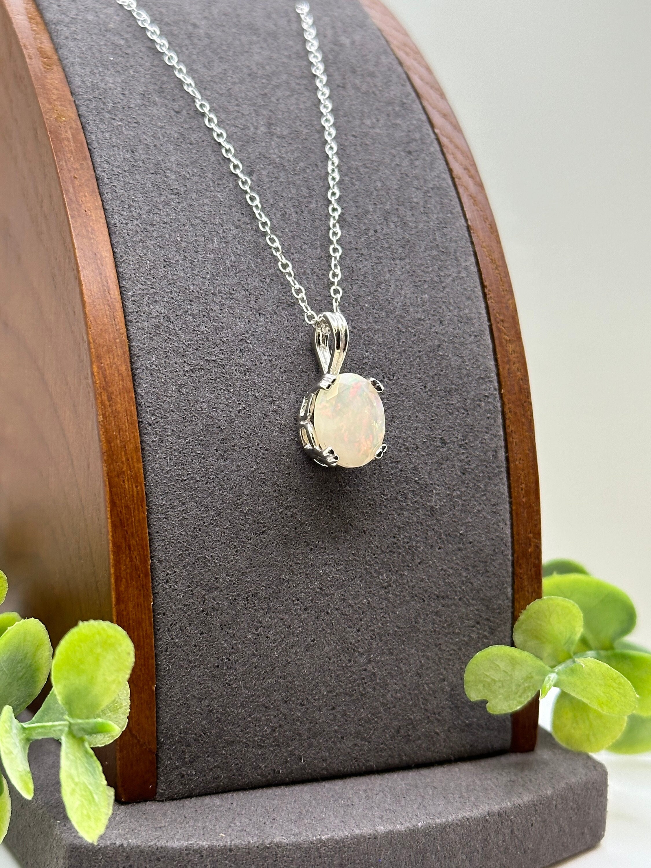 Ethiopian Opal Pendant, 2.27 Carats, 12x10 Oval, Sterling Silver