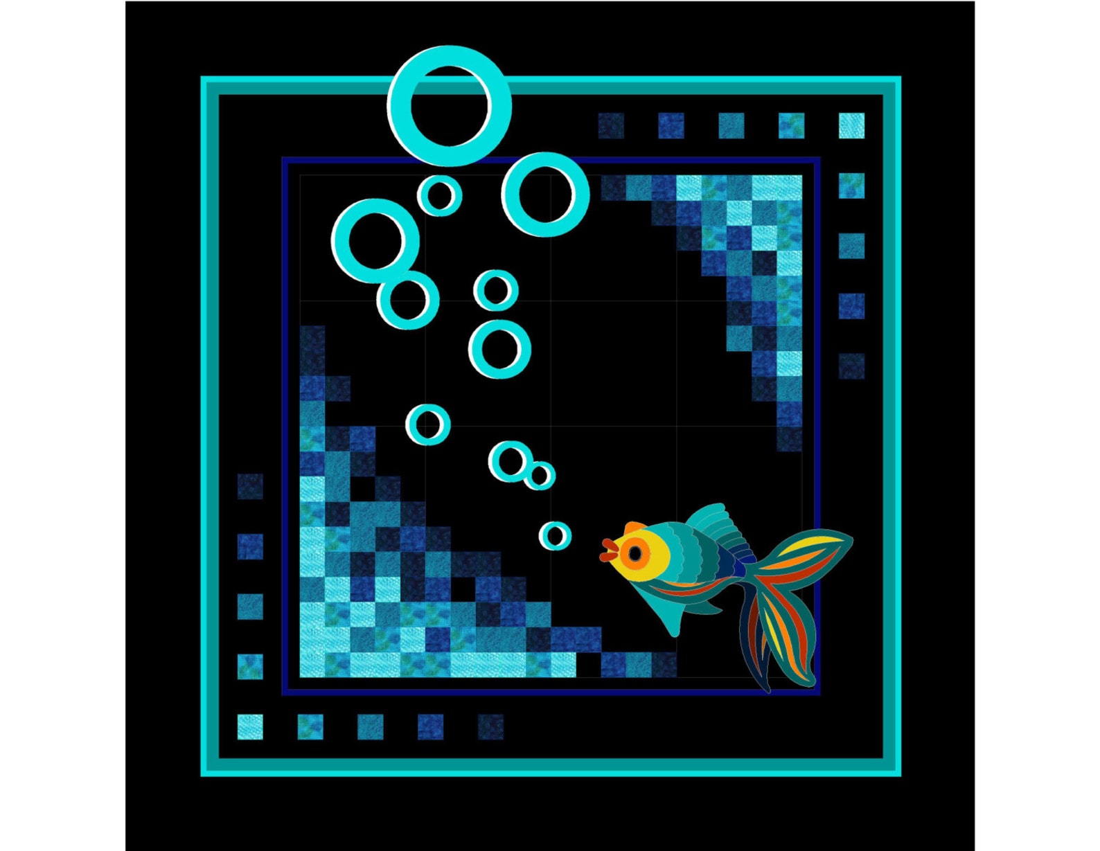 Rosie Co Fish and Bubbles Wall Hanging Quilt Pattern Etsy