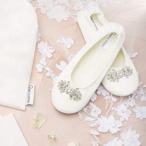 Perfect gift for all BRIDES | Bridal shower gift | comfortable bride slippers |  | Satin Bride flats | Wedding Slippers | Dancing Slippers