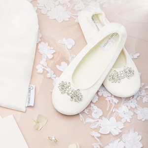 Ivory satin slippers deals
