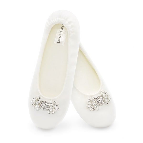 Elegant Bridal Slippers | Fancy slippers | Bridesmaid slippers | Reception Shoes | Satin Bride Shoes | Wedding Slippers | Dancing Slippers