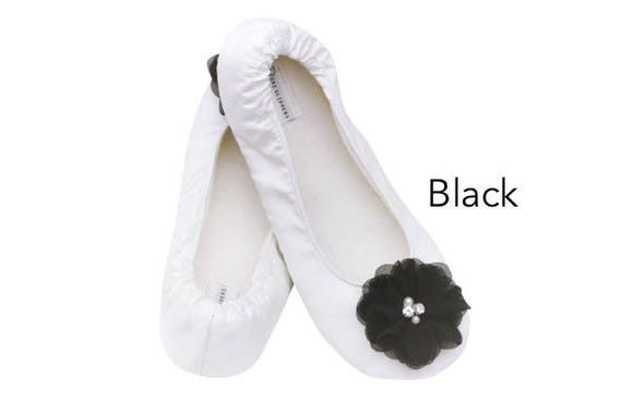 Ivory satin shop slippers